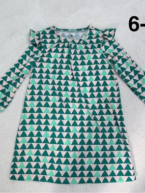 J Crew Nightgown Crewcuts Girls Small (6-7) Green Triangles